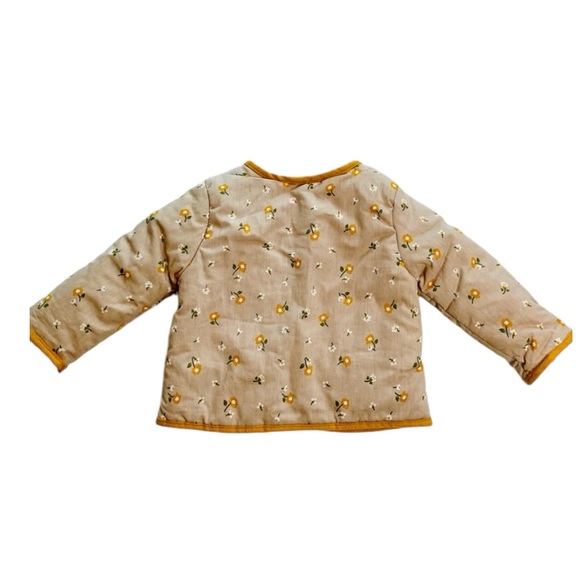 VTG NICOLE MILLER NY QUILTED TAN&YELLOW GOLD FLORAL PRINT JACKET*GIRLS 18 Months - Picture 2 of 10